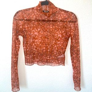 Orange Fall Mesh Top